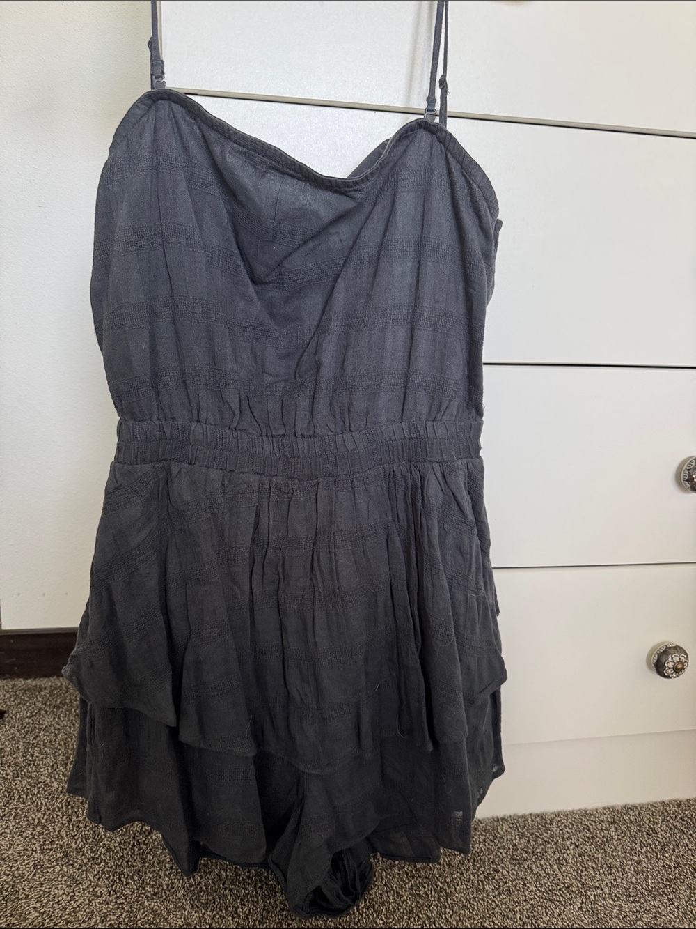 American Eagle Outfitters Blue Charcoal Layered Romper